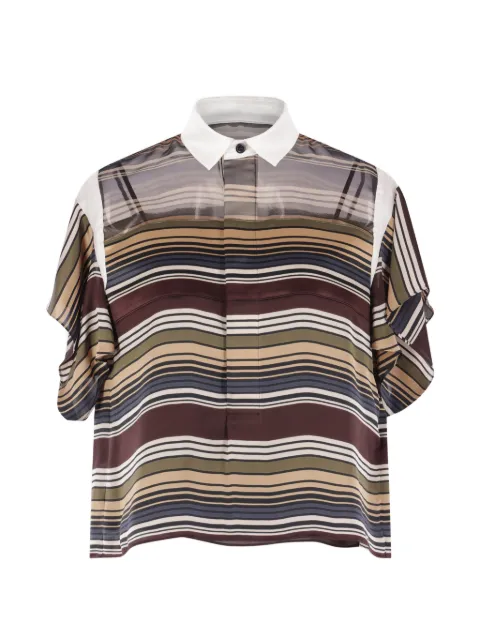 sacai striped ruffled shirt Brown 2608372