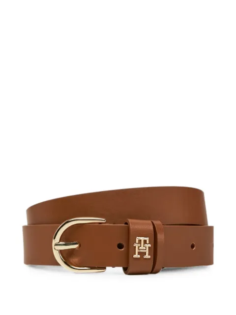 Tommy Hilfiger Essential TH logo-plaque leather belt Brown FAW0AW16836