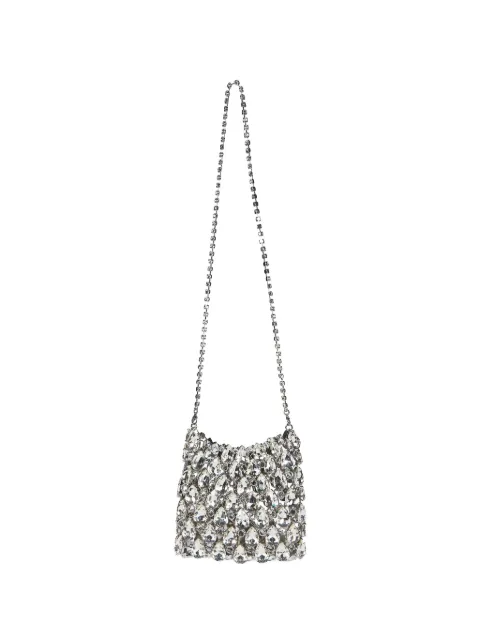Self-Portrait crystal-embellished drawstring backpack Silver SS26310SL