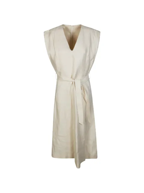 Incotex V-neck tie maxi dress White 5D1033L7058