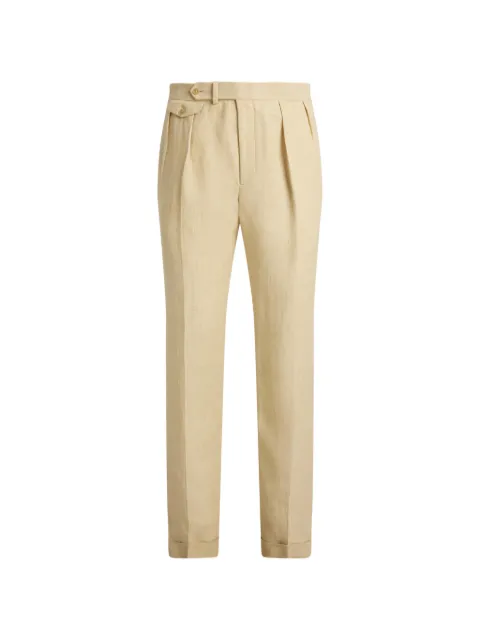 Ralph Lauren Purple Label Gregory flat-front linen trousers Neutrals 798P11429001