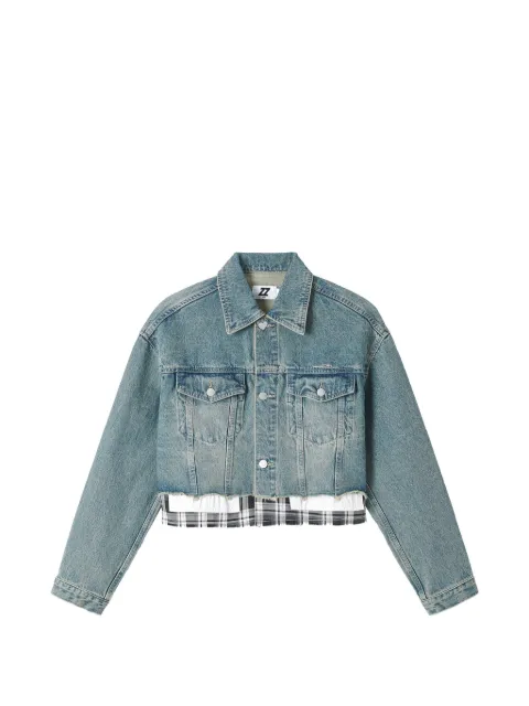 izzue frayed-check denim jacket Blue IZXLJW00803X