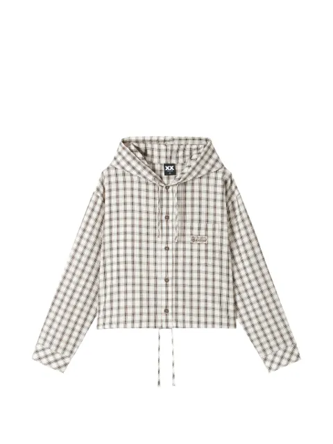 FINGERCROXX hooded check jacket Neutrals FFXSTW01352X