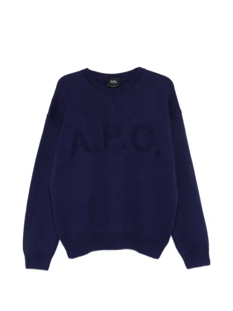 A.P.C. logo-detail crew-neck sweater Blue COGTXH23485