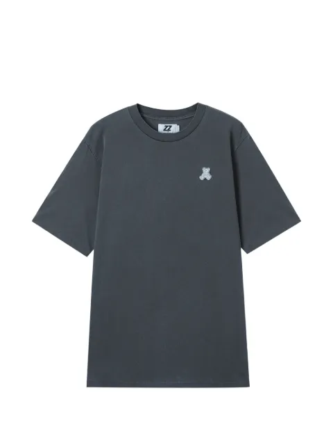 izzue teddy-bear-embroidered crew-neck T-shirt Grey IZXTEM00447X