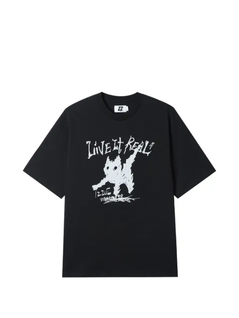 izzue graphic print T-shirt Black IZXTEM00462X