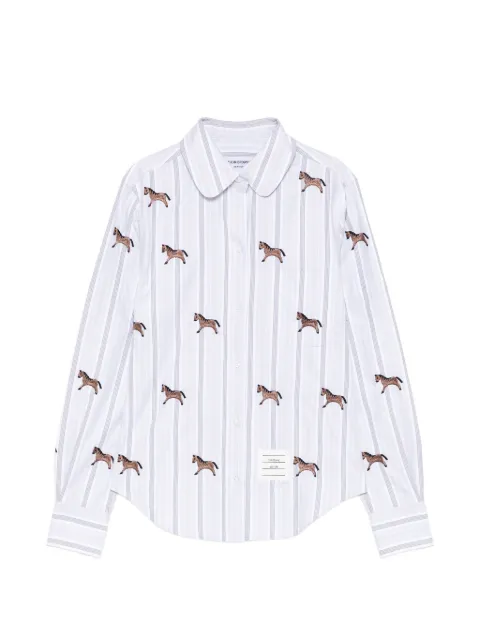 Thom Browne horse-embroidered shirt Blue FLL207EE1471