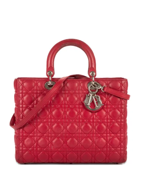 Christian Dior Pre-Owned large Lady Dior quilted handbag Red 15BO0192