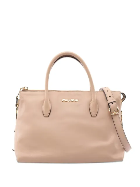 Miu Miu Pre-Owned 2010s Madras leather handbag Neutrals 1040364