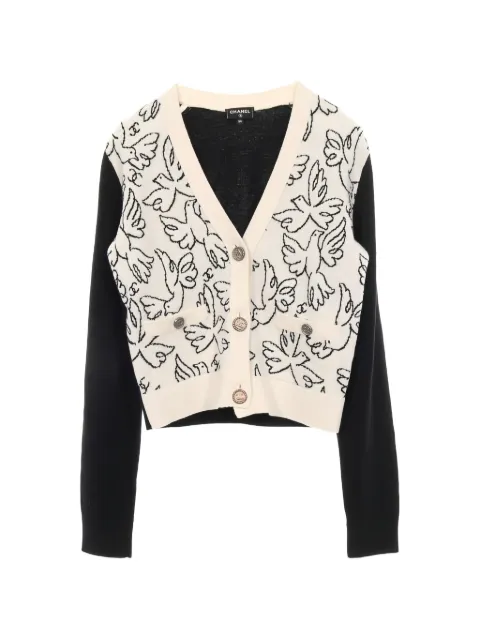 CHANEL Pre-Owned 1986-1988 button V-neck cardigan Black 1039728