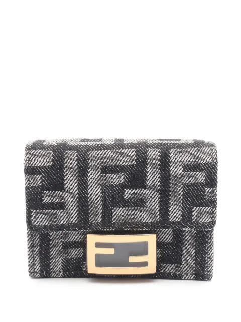 Fendi Pre-Owned 2020s Baguette Micro jacquard trifold wallet Blue 1041197