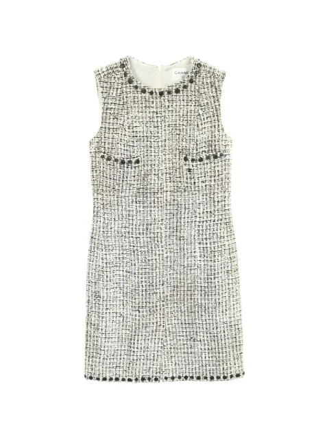 CHANEL Pre-Owned 1986-1988 tweed mini dress Neutrals 1033193