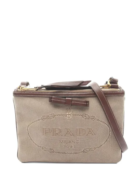 Prada Pre-Owned 2010s jacquard logo shoulder bag Neutrals 1041095
