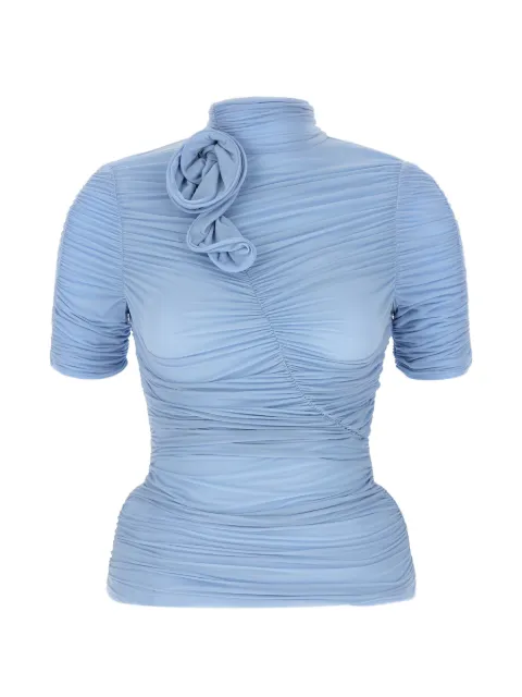 Magda Butrym floral curl silk top Blue 333426