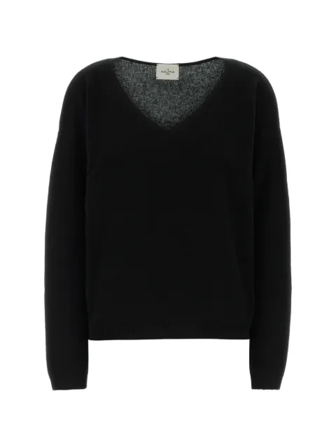 Le Kasha Tiber V-neck sweater Black TIBET2