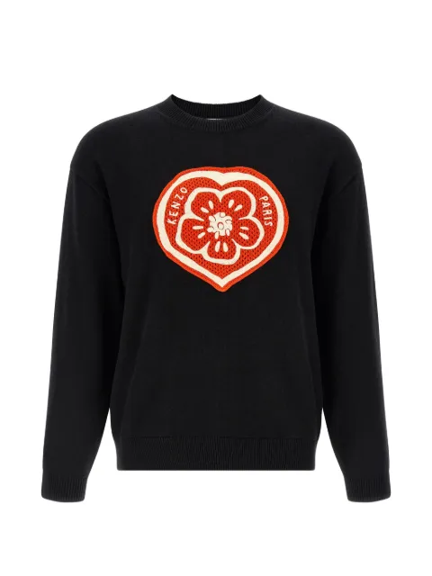 Kenzo heart embroidered crew-neck sweater Black FG55PU7843LN