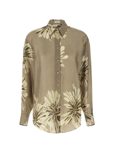 Brunello Cucinelli floral piping silk shirt Neutrals MQ967RH206C009