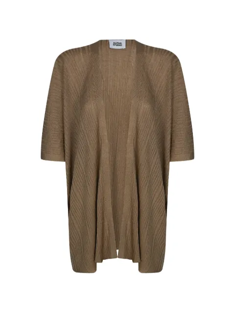 ALPHA STUDIO ribbed cardigan Brown AD6172E