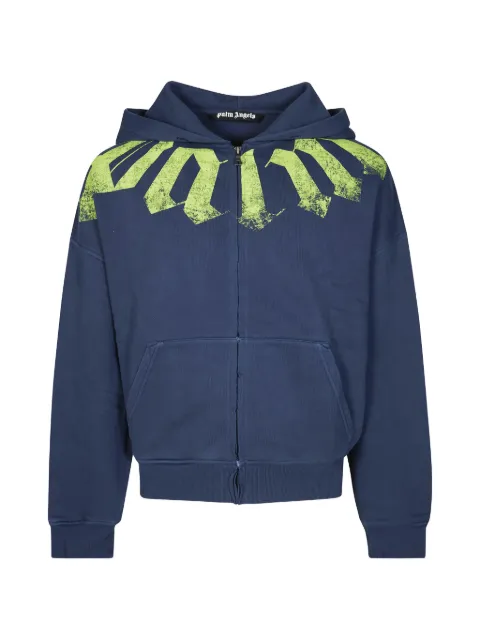 Palm Angels Big Neck logo-print zip-up hoodie Blue PMBE02FS26FLE0014614