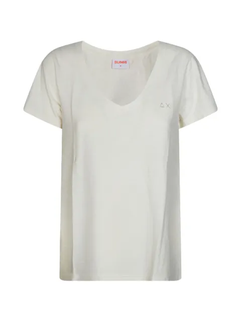 Sun68 V-neck logo-embroidered T-shirt Grey T36230