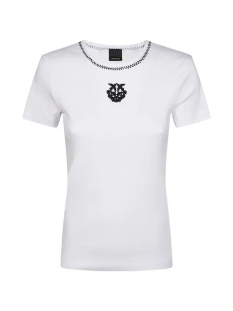PINKO fine-rib T-shirt with Love Birds embroidery White 106815A3AL