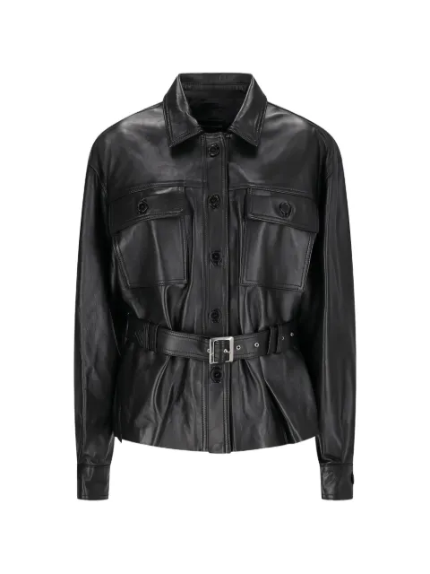 Alessandra Rich belted leather jacket Black SAHARIANA