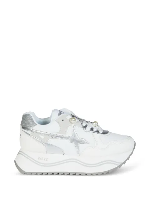W6YZ pearl-embellished star-patch sneakers White 001201740551