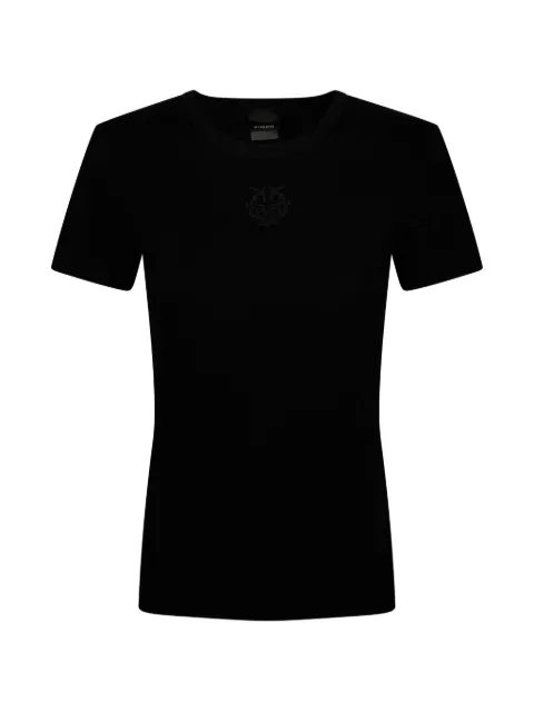 PINKO fine-rib T-shirt with Love Birds embroidery Black 106815A3AL