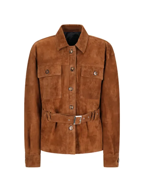 Alessandra Rich belted suede jacket Brown SAHARIANACAMOSCIO