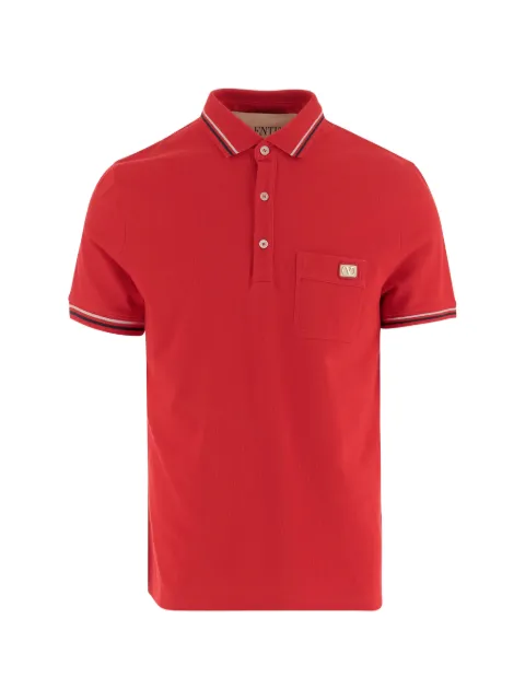 Valentino Garavani cotton piqué polo shirt with VLogo patch Red VMH01KAQJ