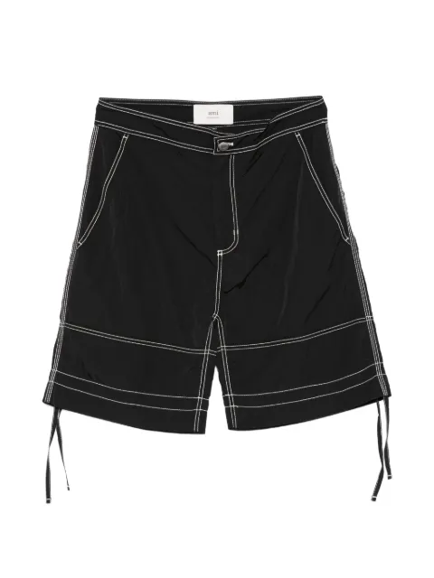 AMI Paris contrast-stitch bermuda shorts Black HSO830PA0117