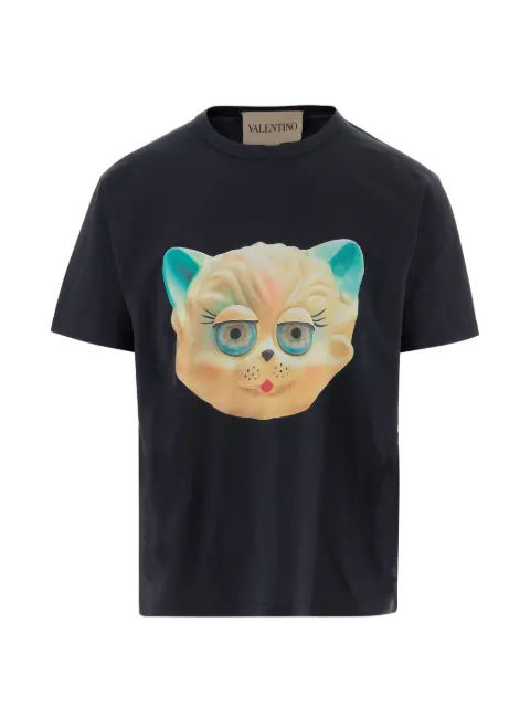 Valentino Garavani cotton T-shirt with Le Chat de la Maison print Blue VMG16PBD0