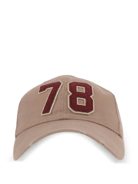 Golden Goose distressed beige baseball cap with burgundy 78 patch Neutrals GUP02696P002507
