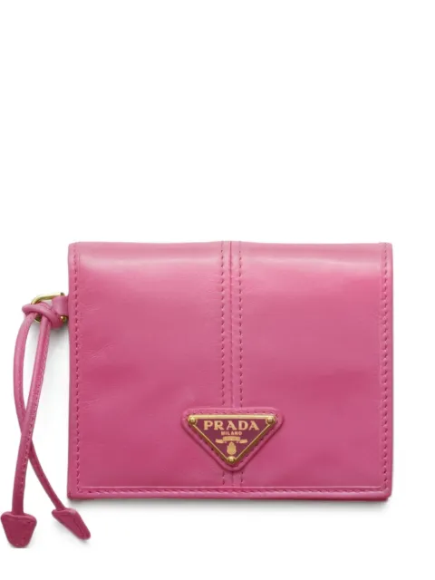 Prada small logo-plaque leather wallet Pink 1MV2042CYR