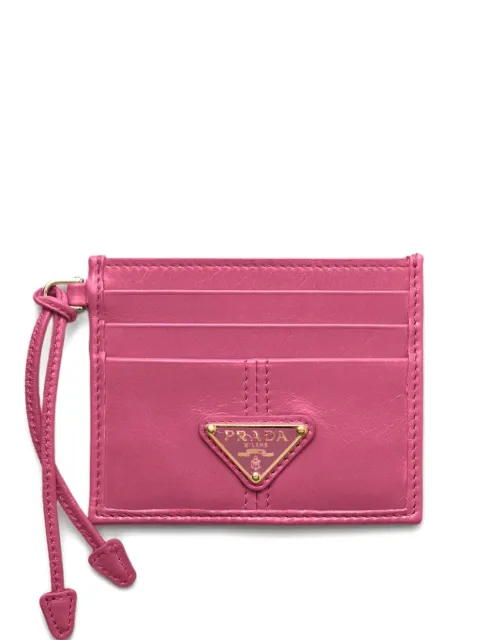 Prada logo-plaque leather card holder Pink 1MC0252CYR