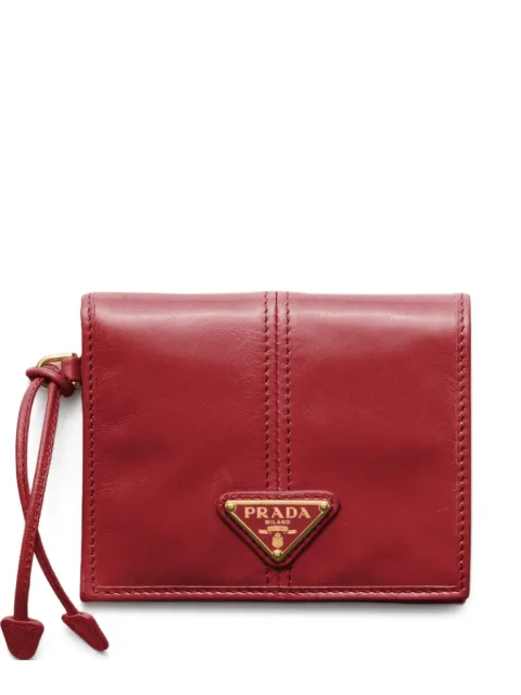 Prada small enamelled triangle leather wallet Red 1MV2042CYR