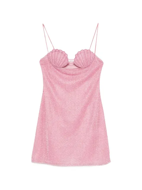Oséree Shell-cup glitter-effect dress Pink LJF257