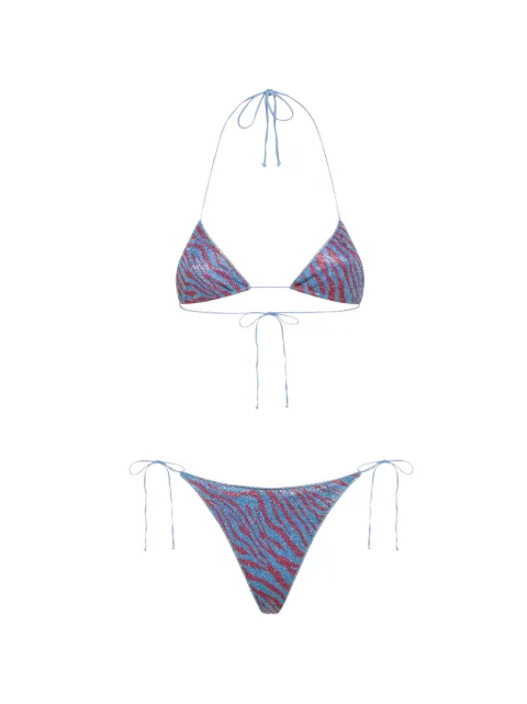 Oséree Animalier glitter-effect bikini Blue TPF268