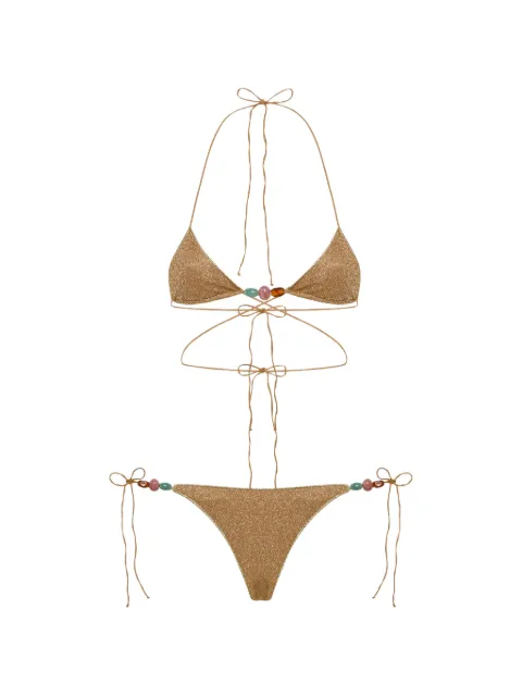 Oséree Lumiere bead-embellished bikini Gold GTF268