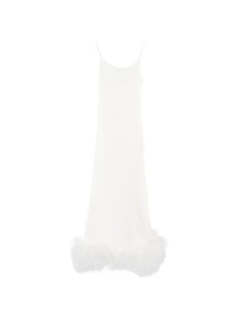 Oséree feather-trim midi dress White BSLDF268