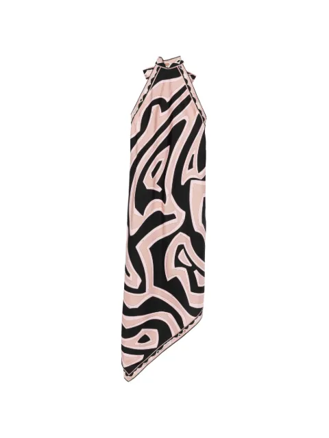 PUCCI Labirinto print silk dress with halter neckline Black 6HRH056H752