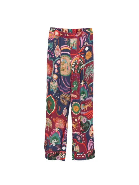 FARM Rio elasticated-waistband patterned trousers Blue 344122