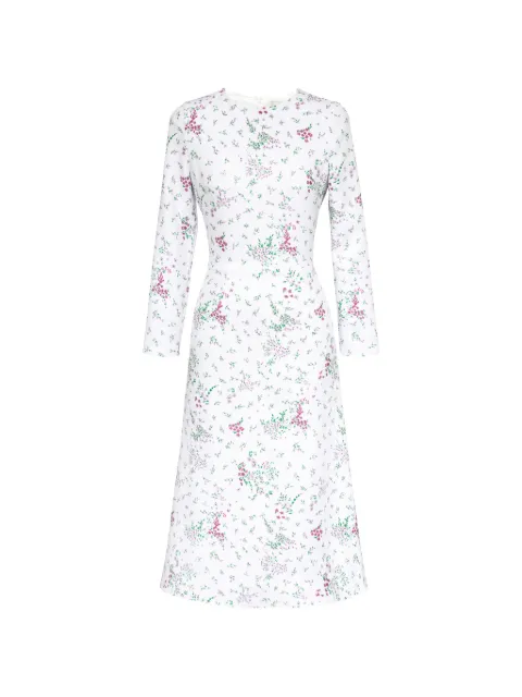 POST MERIDIEM long-sleeve floral-print midi dress White LONGSLEEVEMIDIDRESS