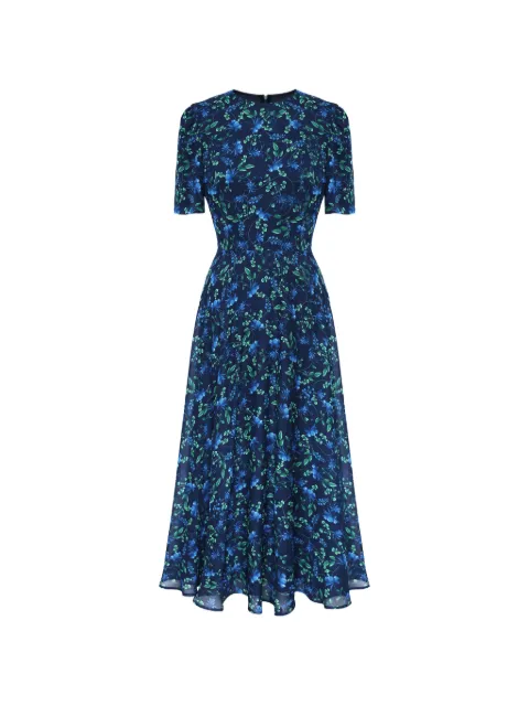 POST MERIDIEM floral-print short-sleeve midi dress Blue SHORTSLEEVEFLORALMIDIDRESS