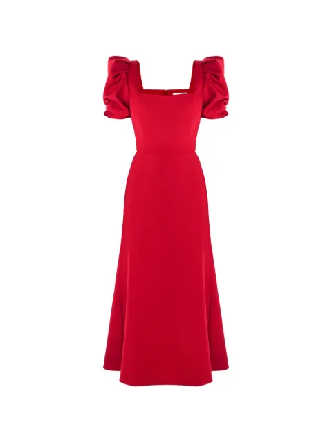 POST MERIDIEM square-neck midi dress Red GODETSILHOUETTESQUARENECKMIDIDRESS