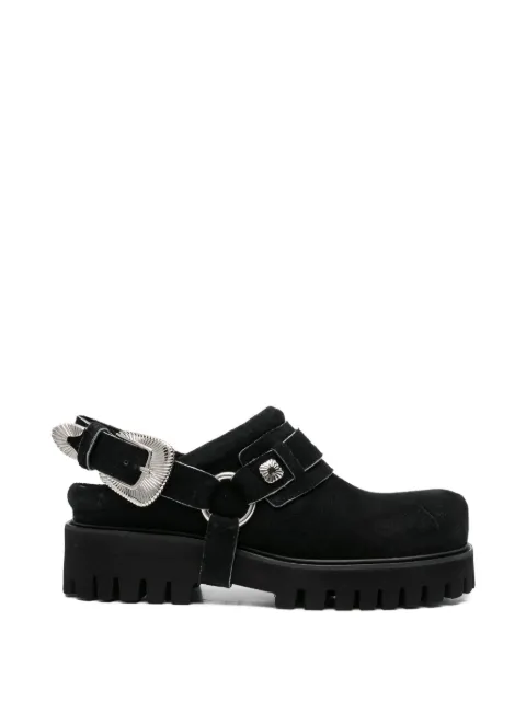 Toga Virilis buckle strap leather mules Black FTVRM148009001