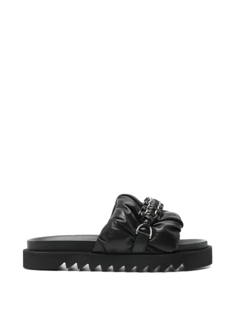 Toga Virilis chain-detail gathered leather sandals Black FTVRM148809005