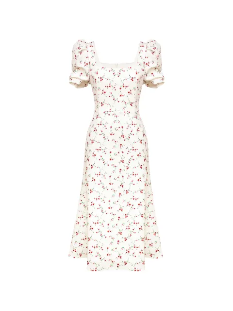 POST MERIDIEM square-neck midi dress Neutrals GODETSILHOUETTESQUARENECKMIDIDRESS