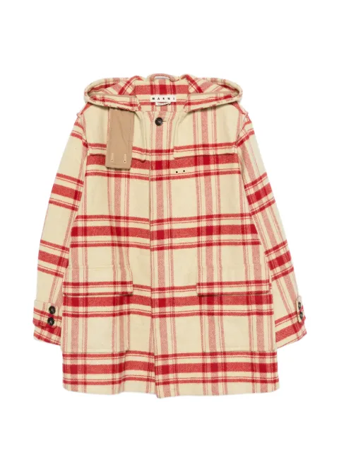Marni Pre-Owned hooded check coat Neutrals HOLAMAR106