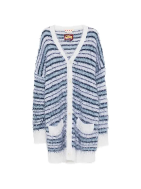 Marni Pre-Owned striped mohair cardigan White HOLAMAR105